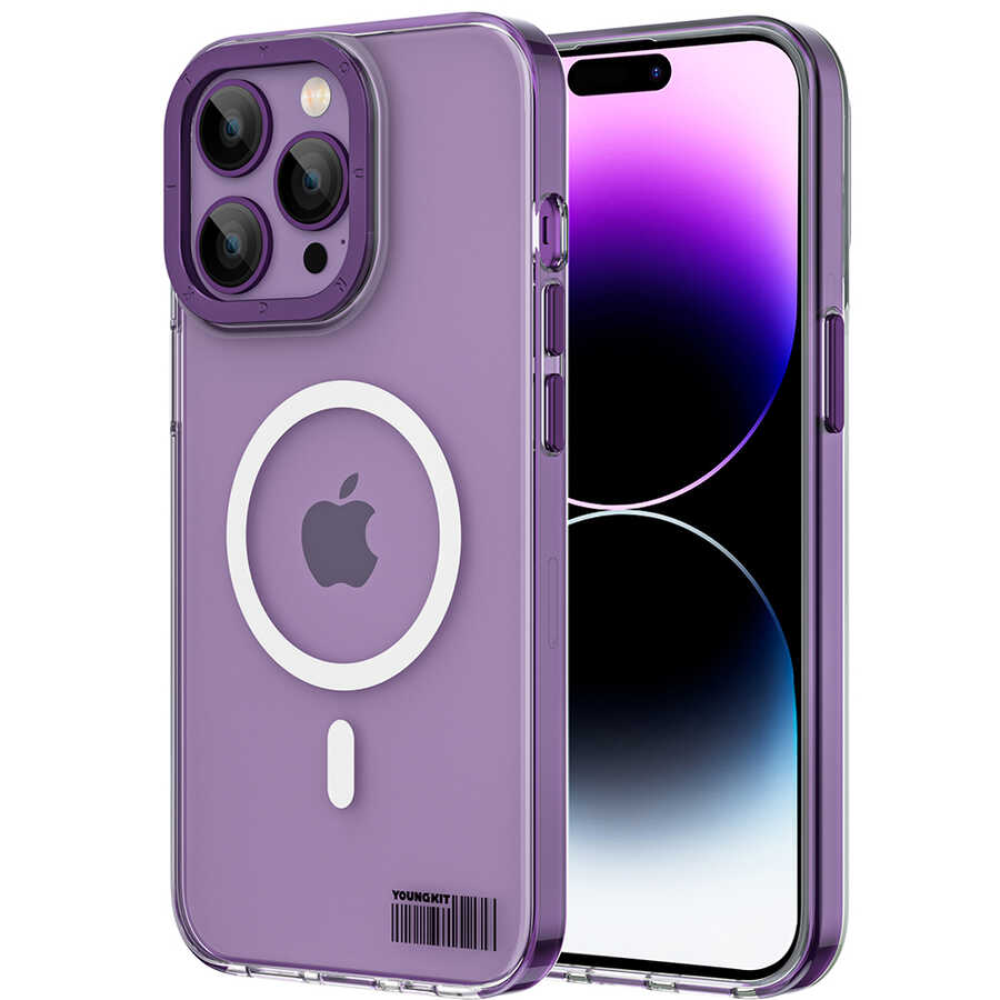 Apple iPhone 14 Pro Max Uyumlu Kılıf M-safe Şarj Özellikli Youngkit Coloured Glaze Serisi Kapak