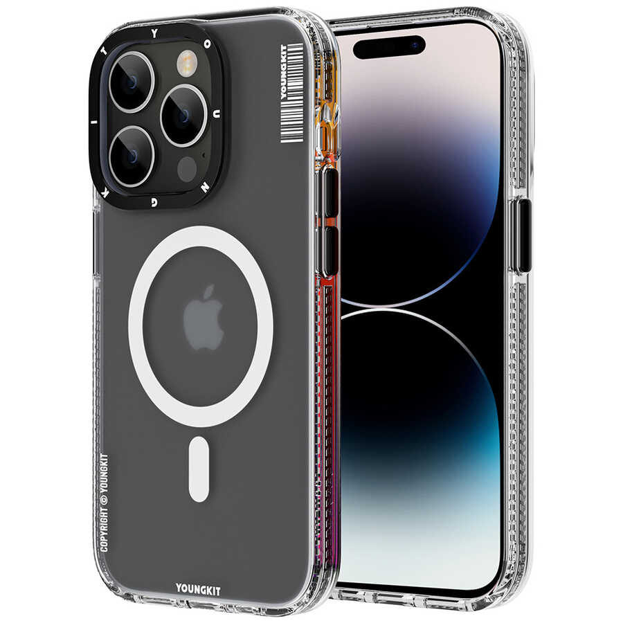 [RNZ-TA80279] Apple iPhone 14 Pro Max Uyumlu Kılıf M-safe Şarj Özellikli Youngkit Jane Sand Serisi Kapak (Siyah)