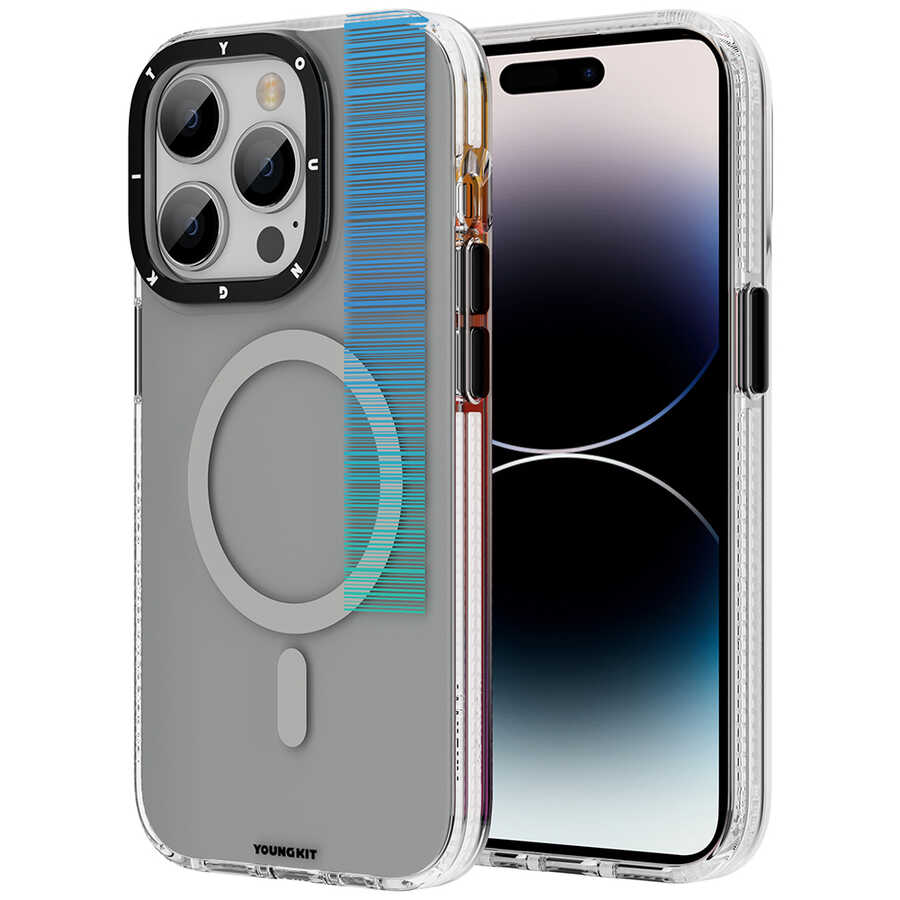[RNZ-TA80295] Apple iPhone 14 Pro Max Uyumlu Kılıf M-safe Şarj Özellikli Youngkit Pure Serisi Kapak (Gri)
