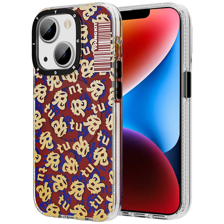 Apple iPhone 14 Plus Uyumlu Kılıf M-safe Şarj Özellikli Youngkit Play Rabbit Serisi Kapak