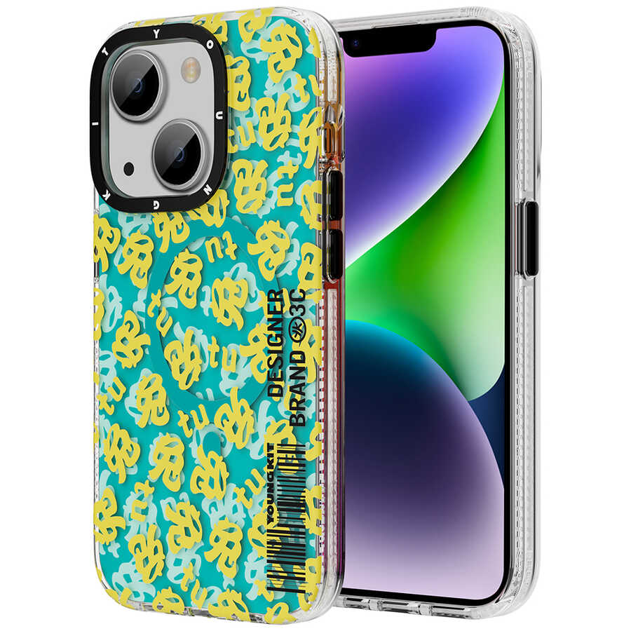 Apple iPhone 14 Plus Uyumlu Kılıf M-safe Şarj Özellikli Youngkit Play Rabbit Serisi Kapak