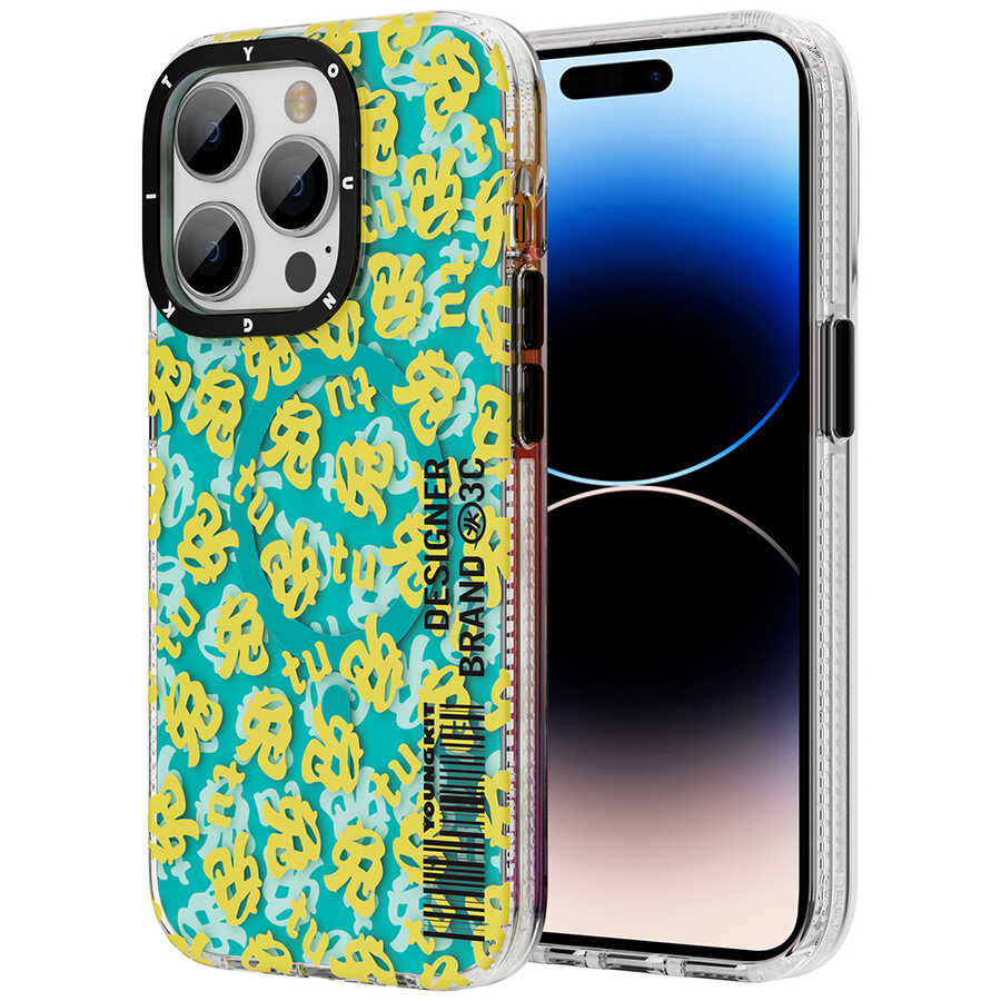Apple iPhone 14 Pro Max Uyumlu Kılıf M-safe Şarj Özellikli Youngkit Play Rabbit Serisi Kapak