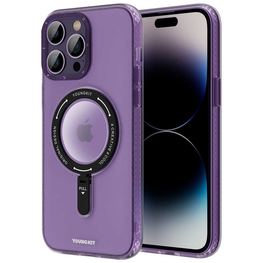 Apple iPhone 14 Pro Max Uyumlu Kılıf M-safe Şarj Özellikli Youngkit Rock Serisi Kapak