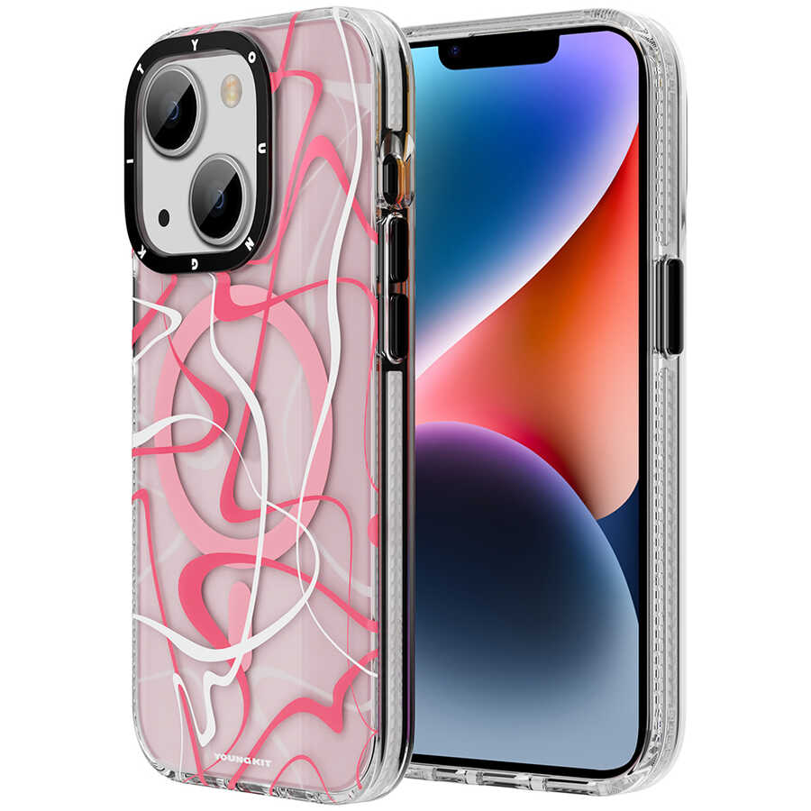 Apple iPhone 14 Plus Uyumlu Kılıf M-safe Şarj Özellikli Youngkit Water-Ink Serisi Kapak