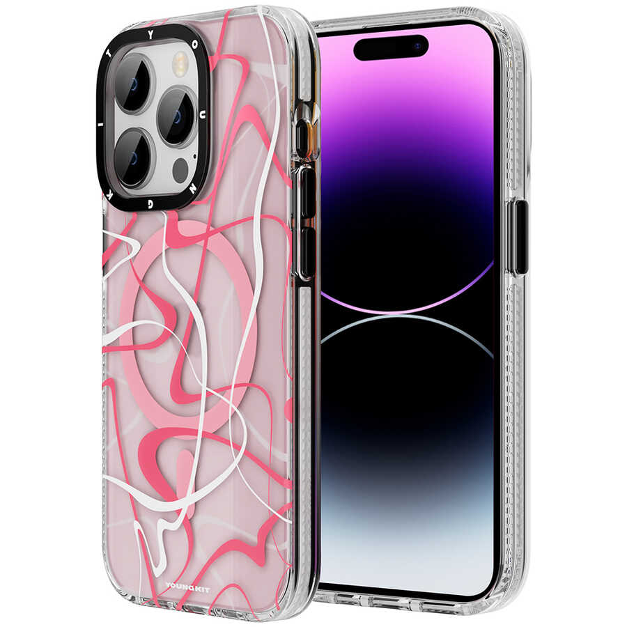 Apple iPhone 14 Pro Uyumlu Kılıf M-safe Şarj Özellikli Youngkit Water-Ink Serisi Kapak