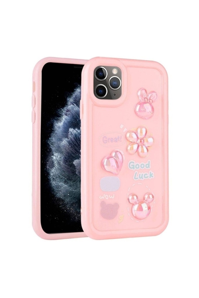 Apple iPhone 11 Pro Max Uyumlu Kılıf Kabartma Figürlü Parlak Zore Toys Silikon Kapak