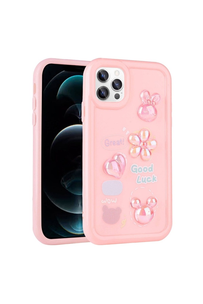 Apple iPhone 12 Pro Max Uyumlu Kılıf Kabartma Figürlü Parlak Zore Toys Silikon Kapak