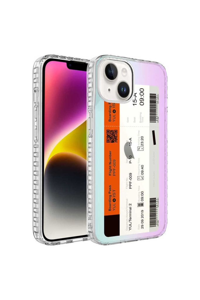 Apple iPhone 13 Pro Uyumlu Kılıf Airbag Kenarlı Renkli Desenli Silikon Zore Elegans Kapak