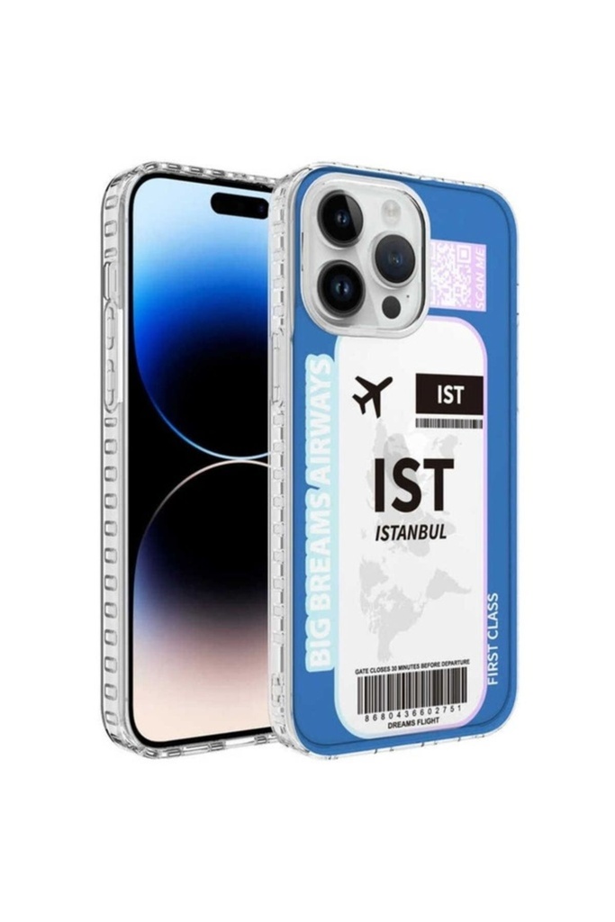 Apple iPhone 13 Pro Uyumlu Kılıf Airbag Kenarlı Renkli Desenli Silikon Zore Elegans Kapak