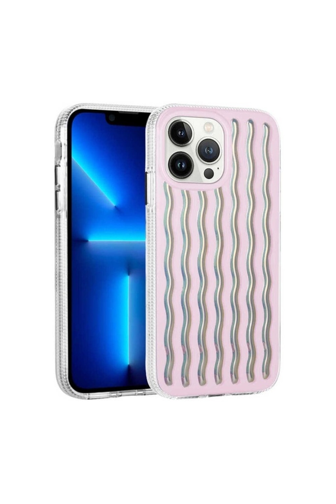 Apple iPhone 14 Pro Max Uyumlu Kılıf Kabartmalı Dalga Tasarımlı Silikon Zore İsmira Kapak