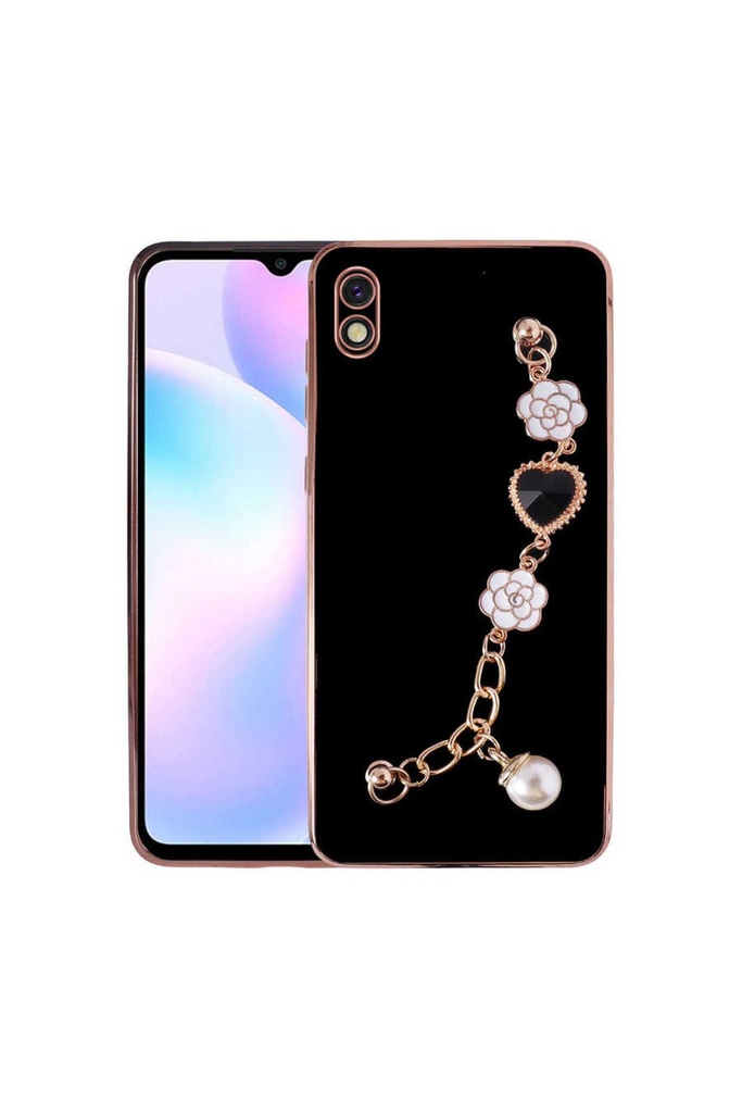 [RNZ-TA80665] Xiaomi Redmi 9A Uyumlu Kılıf El Tutamaçlı Kamera Korumalı Zore Taka Silikon Kapak (Siyah)