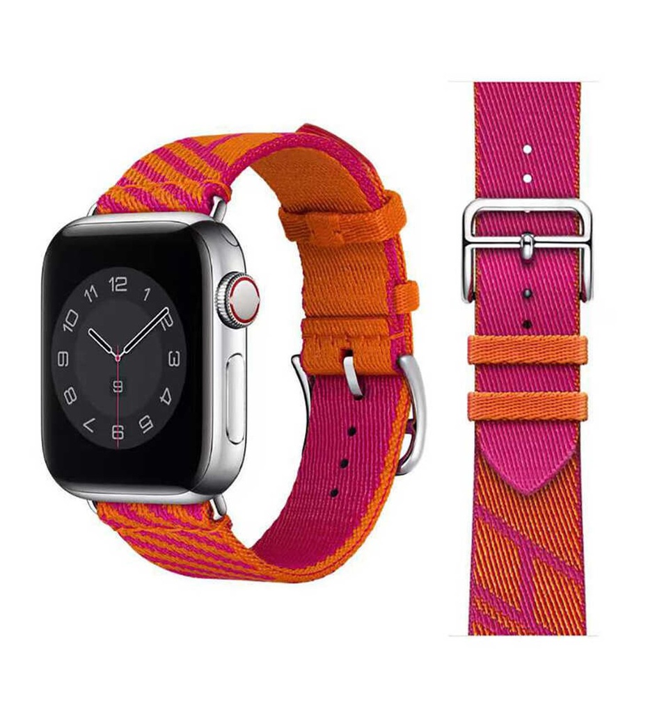 Apple Watch 38mm Uyumlu Kordon Kumaş Renkli Metal Klipsli KRD-51 Hasır Kayış