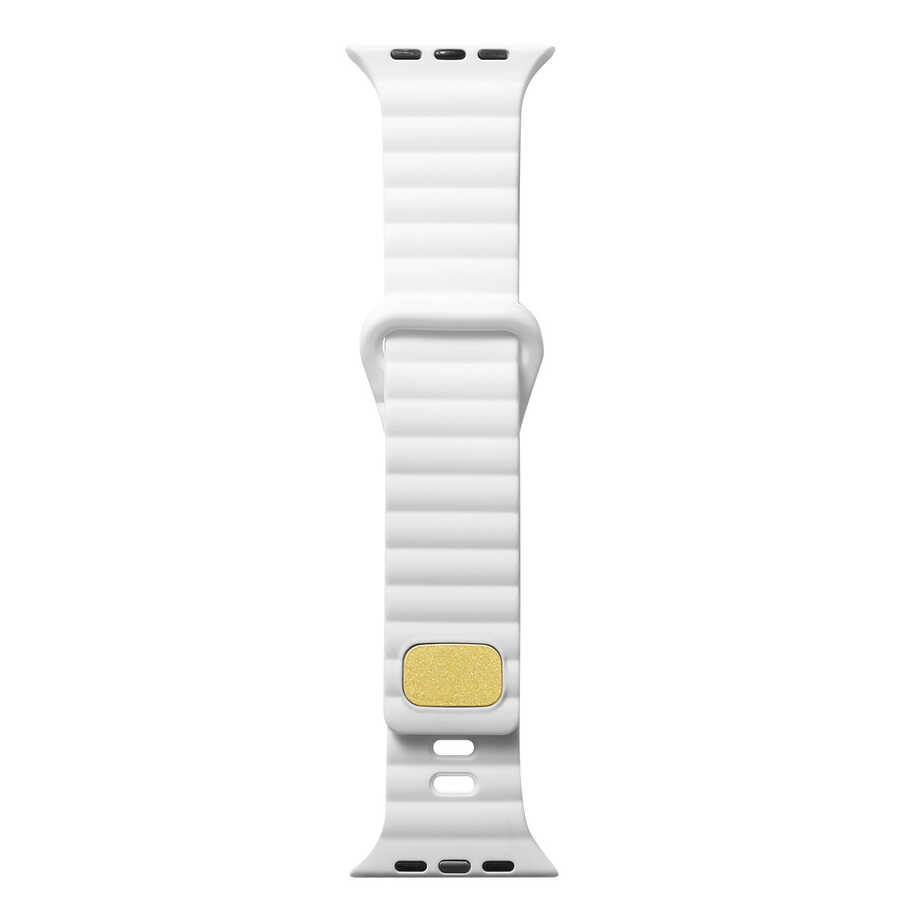 Apple Watch 7 45mm Uyumlu Kordon Silikon Soft Yüzey Metal Tokalı KRD-73 Kayış