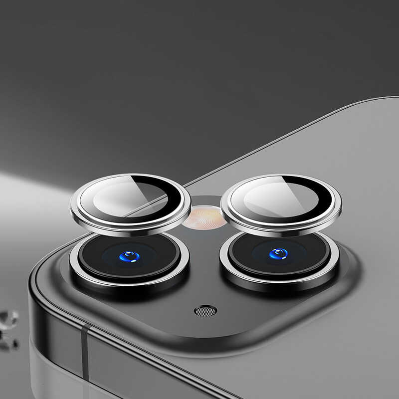 [RNZ-TA80777] Apple iPhone 14 Uyumlu ​​​Plus Wiwu Lens Guard Metal Kamera Lens Koruyucu (Siyah)