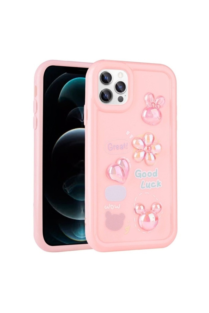 Apple iPhone 13 Pro Uyumlu Kılıf Kabartma Figürlü Parlak Zore Toys Silikon Kapak
