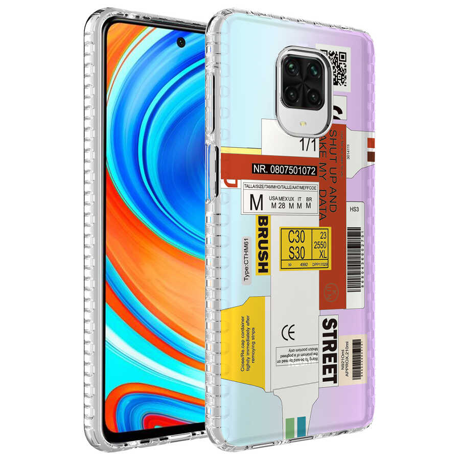 Xiaomi Redmi Note 9S Uyumlu Kılıf Airbag Kenarlı Renkli Desenli Silikon Zore Elegans Kapak