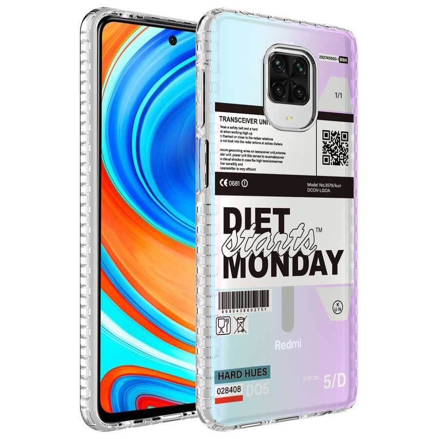 Xiaomi Redmi Note 9S Uyumlu Kılıf Airbag Kenarlı Renkli Desenli Silikon Zore Elegans Kapak