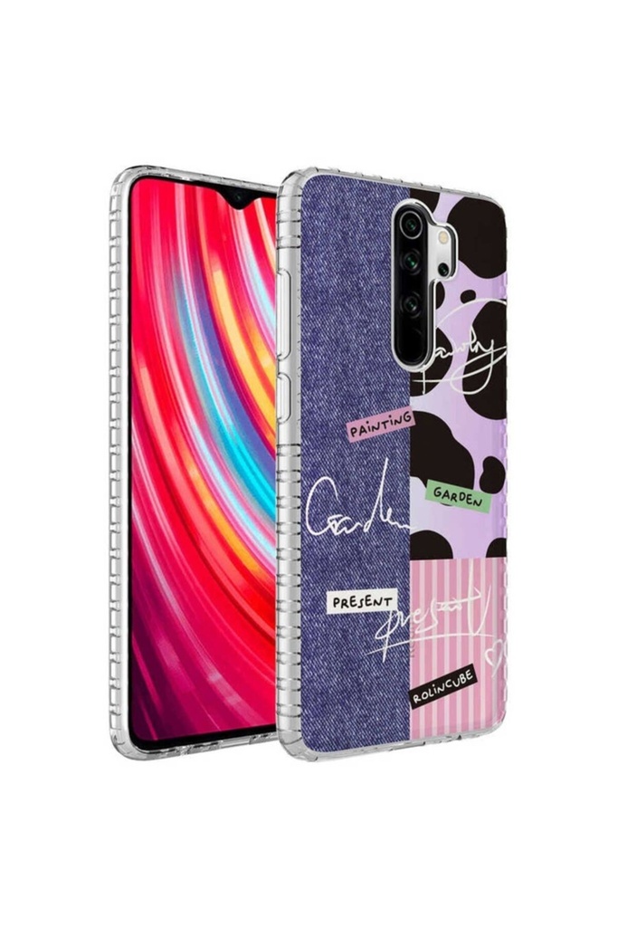 Xiaomi Redmi Note 8 Pro Uyumlu Kılıf Airbag Kenarlı Renkli Desenli Silikon Zore Elegans Kapak