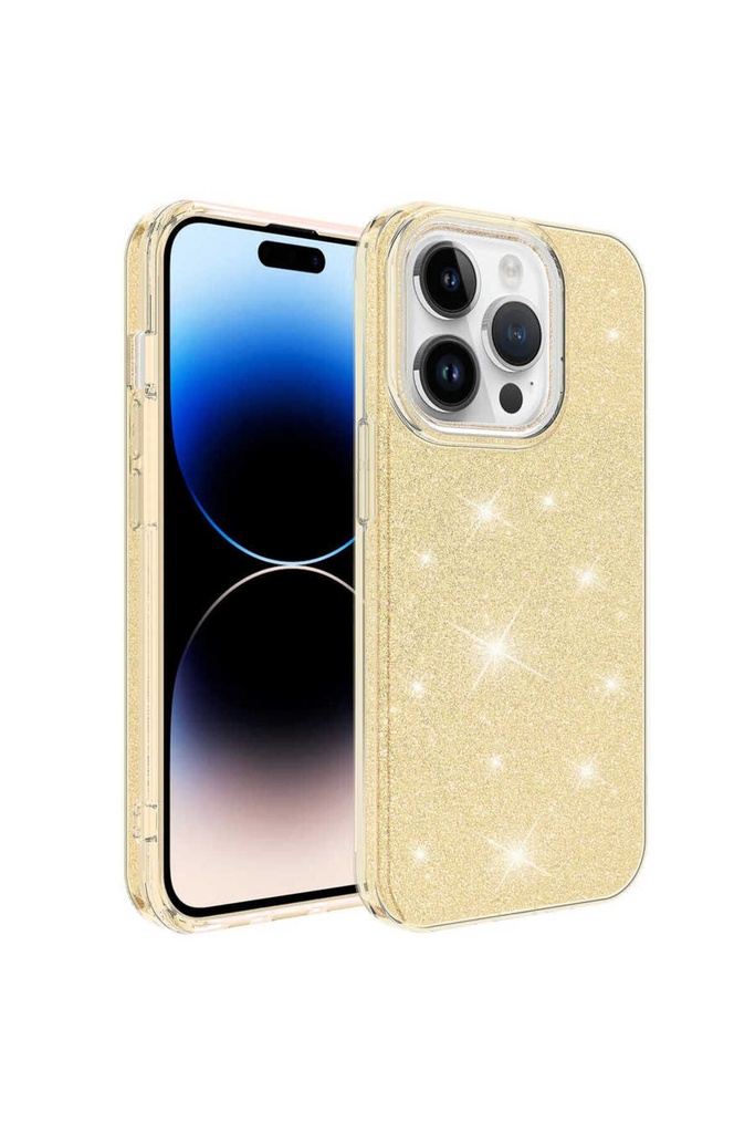 [RNZ-TA80965] Apple iPhone 14 Pro Max Uyumlu Kılıf Zore Shining Silikon (Gold)