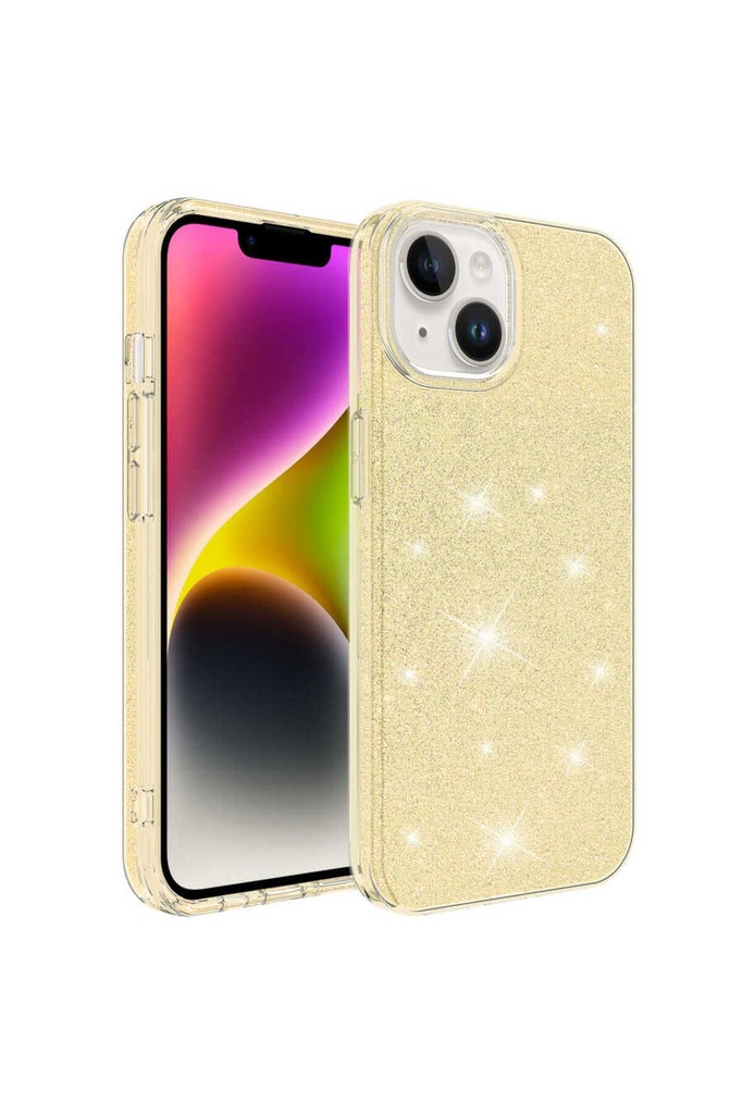 [RNZ-TA80947] Apple iPhone 14 Uyumlu Kılıf Zore Shining Silikon (Gold)