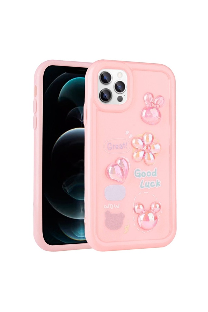 Apple iPhone 13 Pro Max Uyumlu Kılıf Kabartma Figürlü Parlak Zore Toys Silikon Kapak