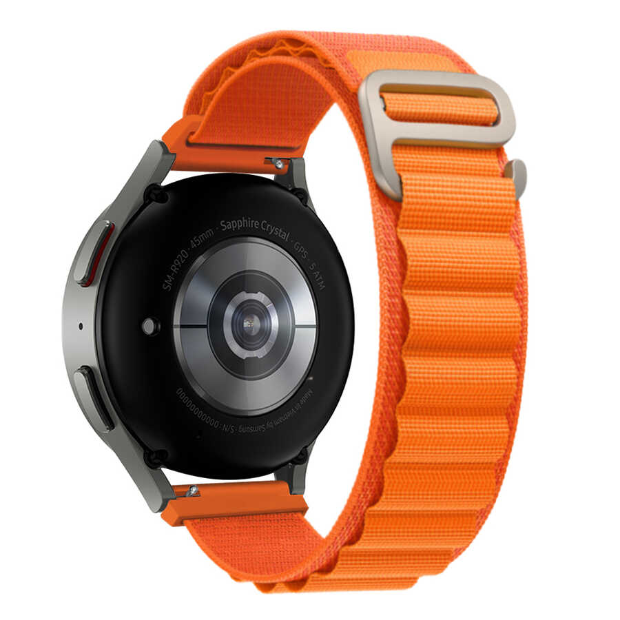 Samsung Galaxy Watch 42mm Uyumlu 20mm Kordon Alpine Hasır Örgü Zore KRD-74 Kumaş Kayış