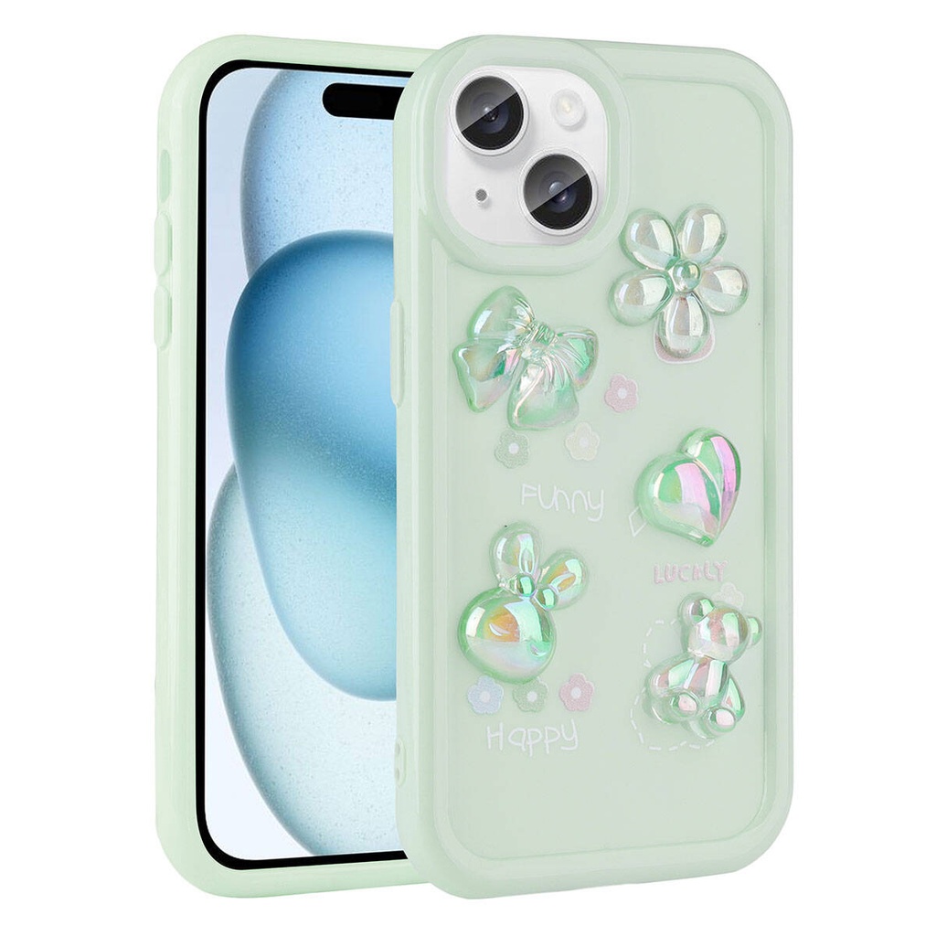 Apple iPhone 14 Uyumlu Kılıf Kabartma Figürlü Parlak Zore Toys Silikon Kapak