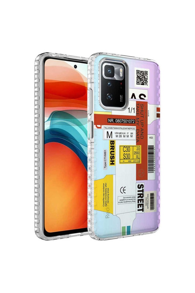 Xiaomi Redmi 10 Uyumlu Kılıf Airbag Kenarlı Renkli Desenli Silikon Zore Elegans Kapak