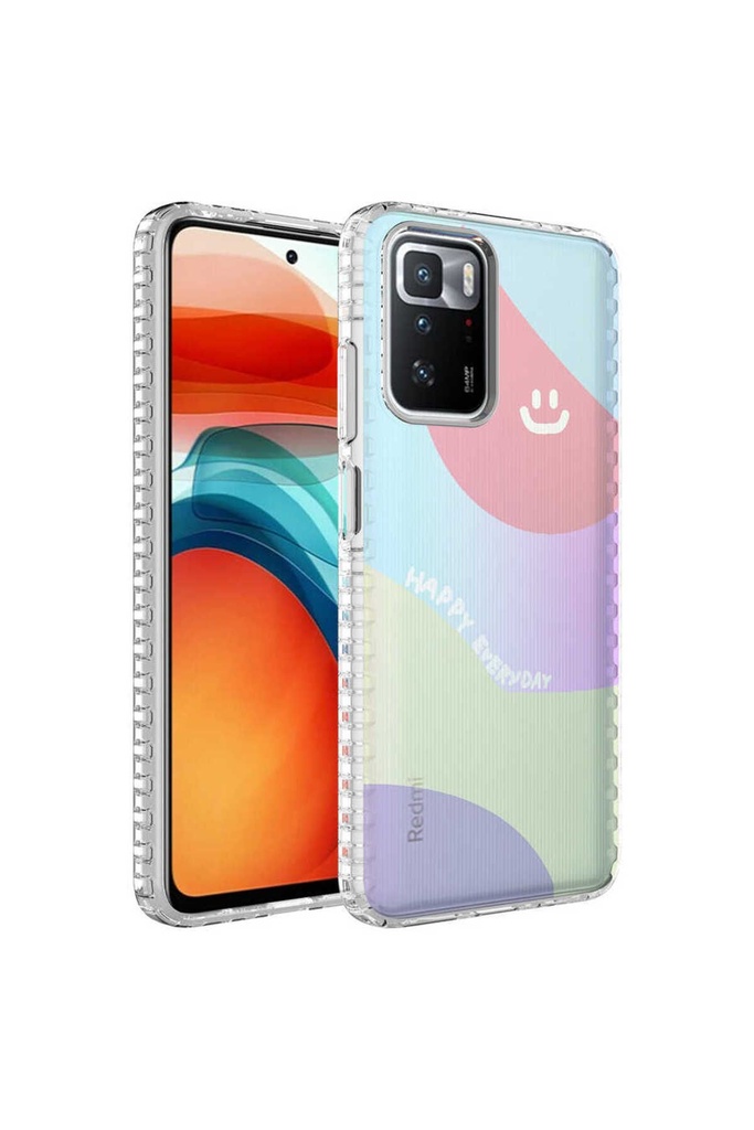 Xiaomi Redmi 10 Uyumlu Kılıf Airbag Kenarlı Renkli Desenli Silikon Zore Elegans Kapak
