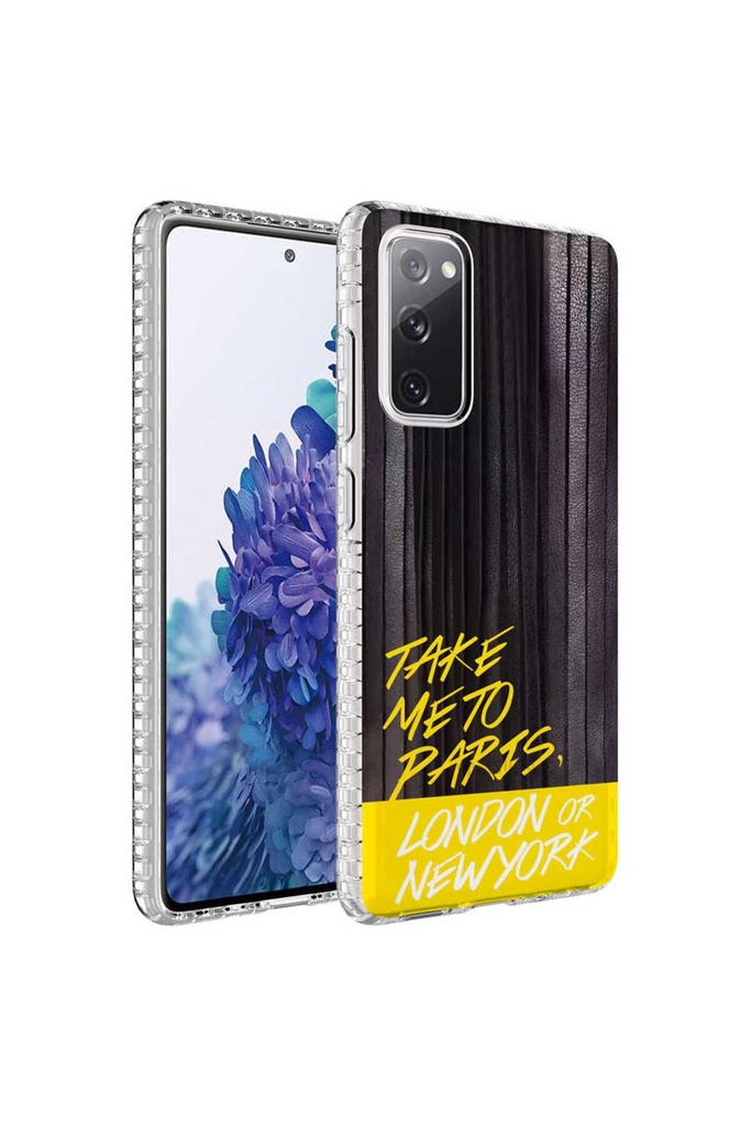 Samsung Galaxy S20 FE Uyumlu Kılıf Airbag Kenarlı Renkli Desenli Silikon Zore Elegans Kapak