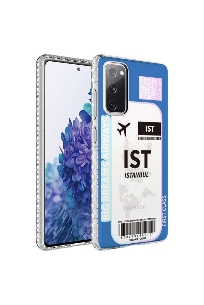 Samsung Galaxy S20 FE Uyumlu Kılıf Airbag Kenarlı Renkli Desenli Silikon Zore Elegans Kapak