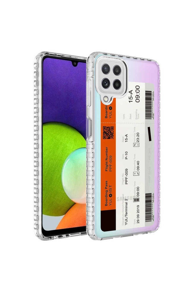 Samsung Galaxy A12 Uyumlu Kılıf Airbag Kenarlı Renkli Desenli Silikon Zore Elegans Kapak
