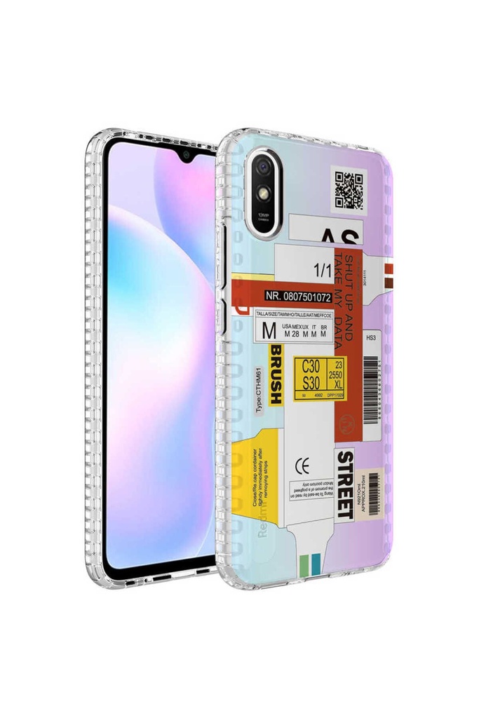 Xiaomi Redmi 9A Uyumlu Kılıf Airbag Kenarlı Renkli Desenli Silikon Zore Elegans Kapak