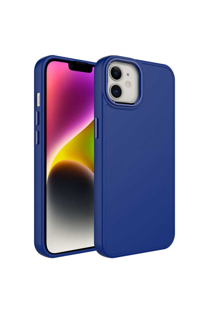 Apple iPhone 12 Uyumlu Kılıf Metal Çerçeve ve Buton Tasarımlı Silikon Zore Luna Kapak