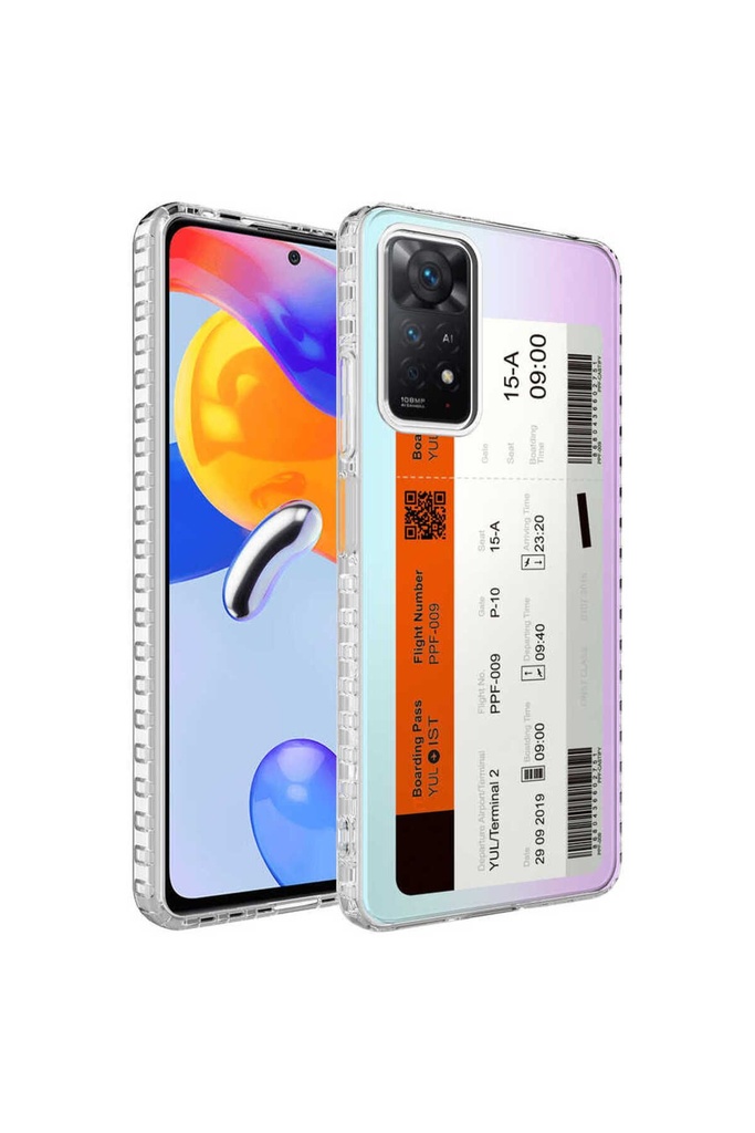 Xiaomi Redmi Note 11 Global Uyumlu Kılıf Airbag Kenarlı Renkli Desenli Silikon Zore Elegans Kapak