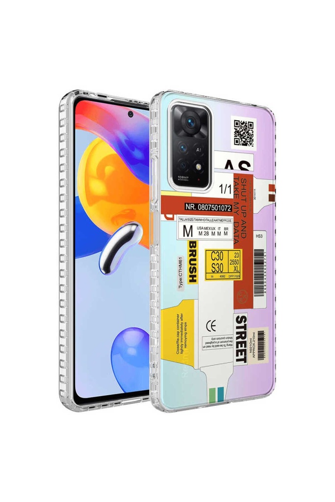 Xiaomi Redmi Note 11 Global Uyumlu Kılıf Airbag Kenarlı Renkli Desenli Silikon Zore Elegans Kapak
