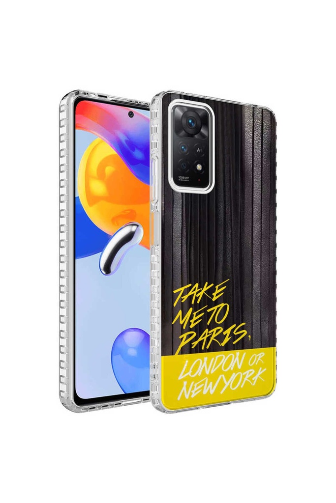 Xiaomi Redmi Note 11 Global Uyumlu Kılıf Airbag Kenarlı Renkli Desenli Silikon Zore Elegans Kapak