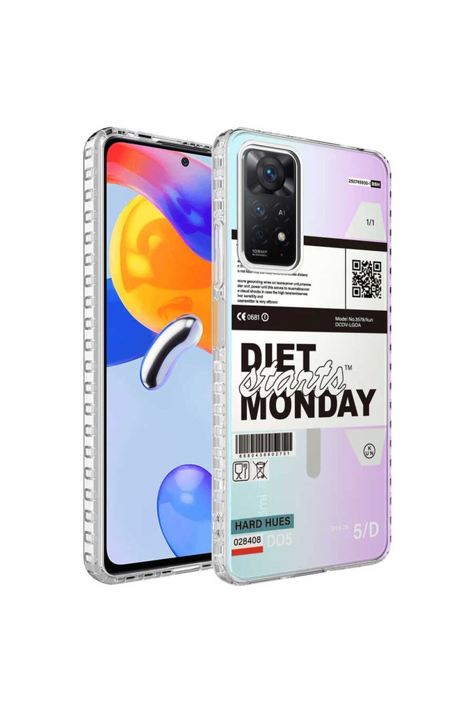 Xiaomi Redmi Note 11 Global Uyumlu Kılıf Airbag Kenarlı Renkli Desenli Silikon Zore Elegans Kapak