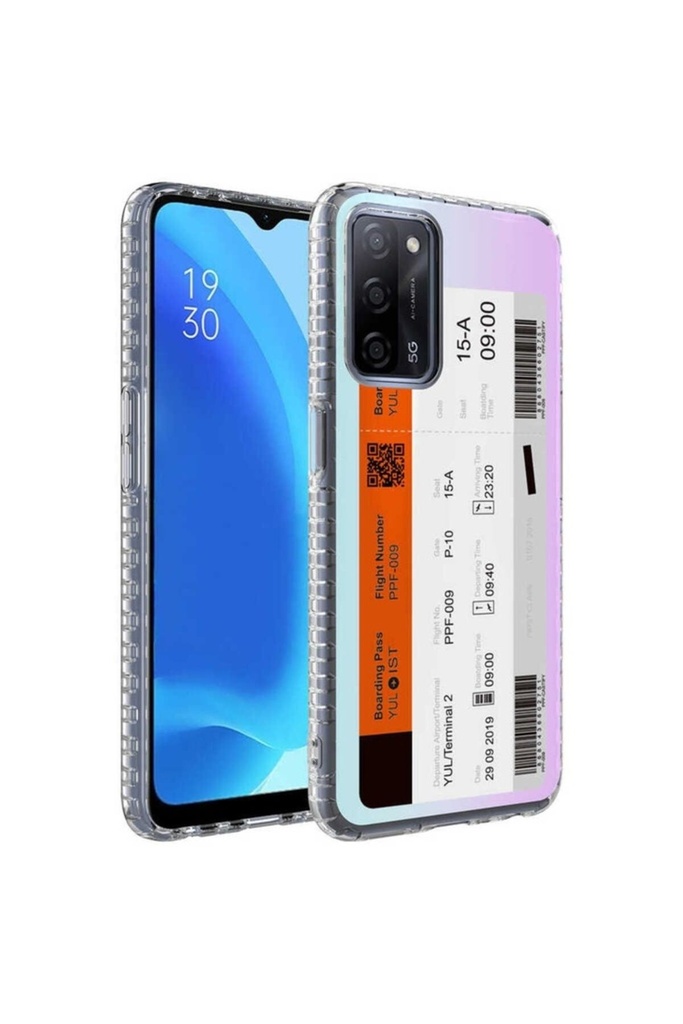 Oppo A54 4G Uyumlu Kılıf Airbag Kenarlı Renkli Desenli Silikon Zore Elegans Kapak