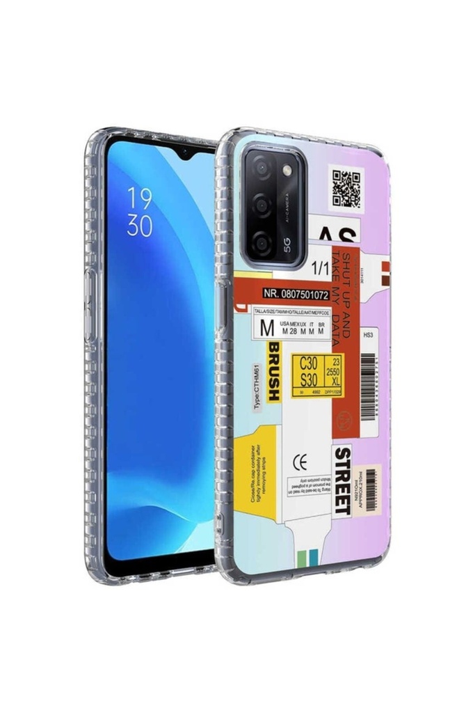 Oppo A54 4G Uyumlu Kılıf Airbag Kenarlı Renkli Desenli Silikon Zore Elegans Kapak