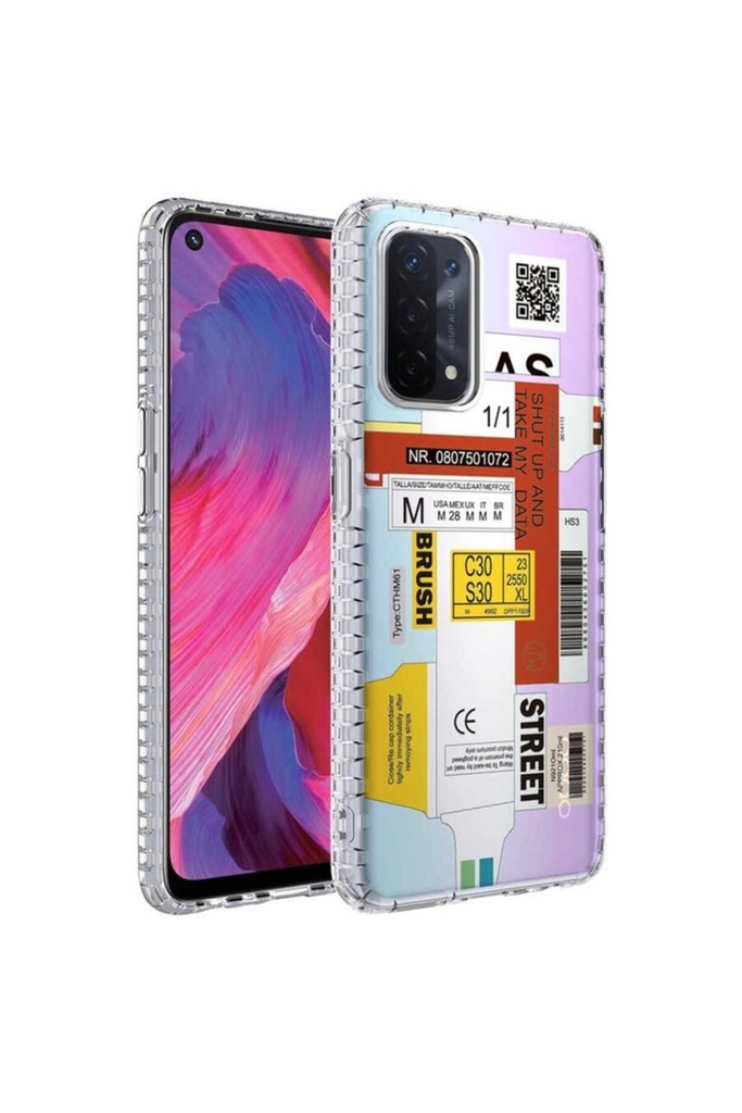 Oppo A74 4G Uyumlu Kılıf Airbag Kenarlı Renkli Desenli Silikon Zore Elegans Kapak