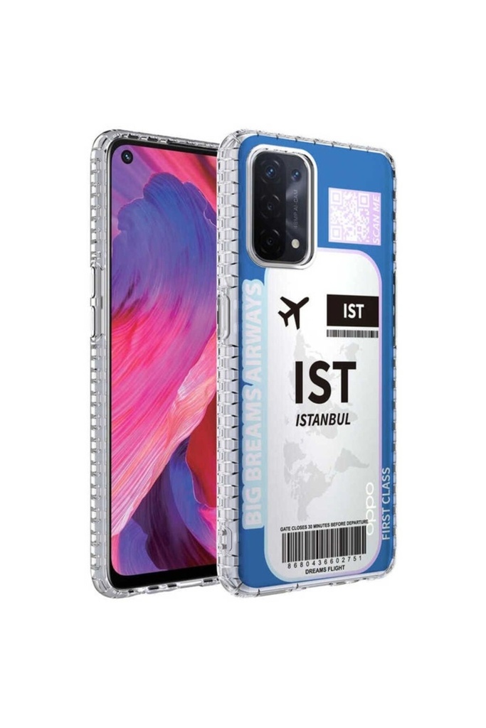 Oppo A74 4G Uyumlu Kılıf Airbag Kenarlı Renkli Desenli Silikon Zore Elegans Kapak
