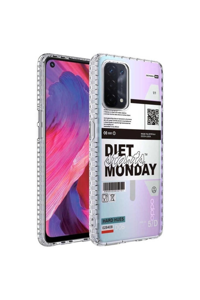 Oppo A74 4G Uyumlu Kılıf Airbag Kenarlı Renkli Desenli Silikon Zore Elegans Kapak