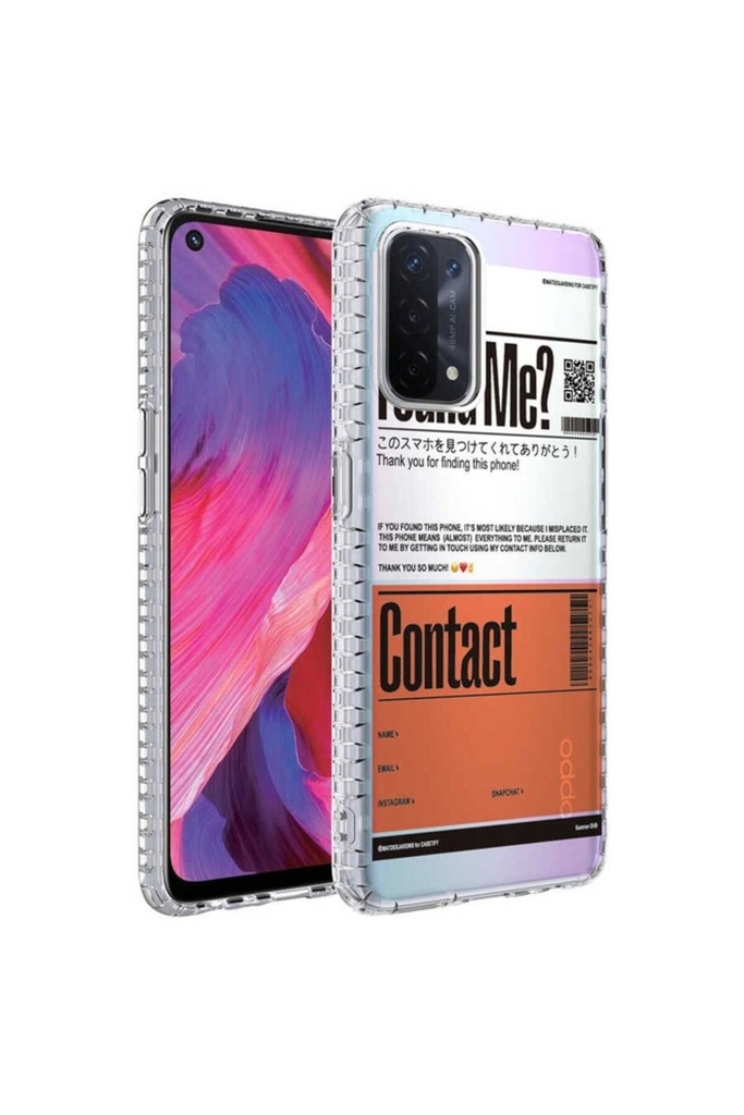 Oppo A74 4G Uyumlu Kılıf Airbag Kenarlı Renkli Desenli Silikon Zore Elegans Kapak