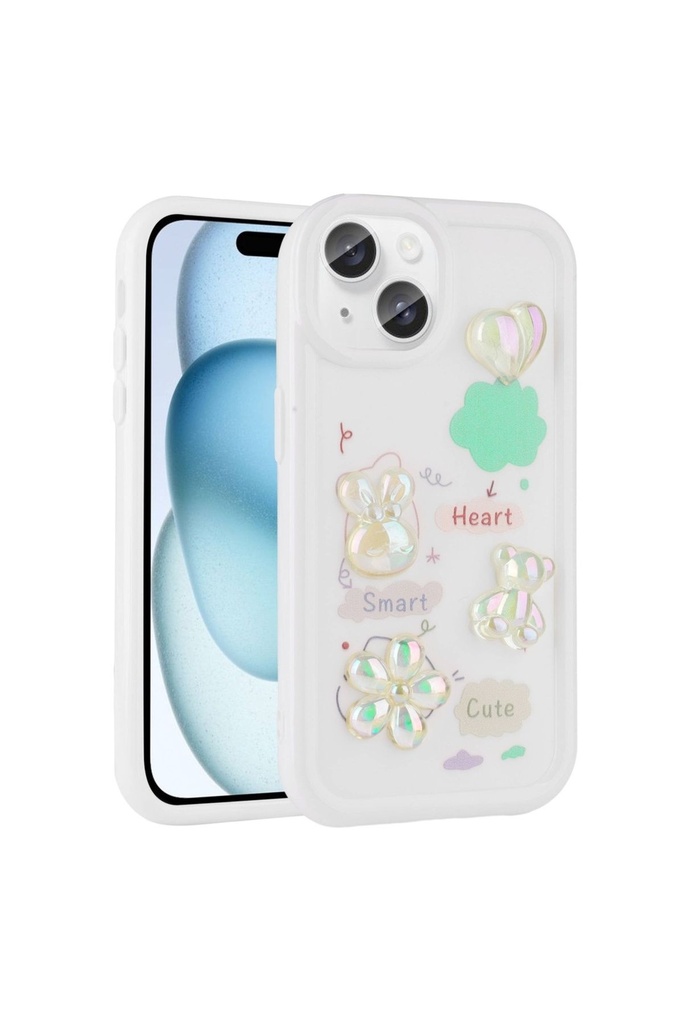 Apple iPhone 15 Plus Uyumlu Kılıf Kabartma Figürlü Parlak Zore Toys Silikon Kapak