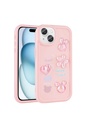 Apple iPhone 15 Plus Uyumlu Kılıf Kabartma Figürlü Parlak Zore Toys Silikon Kapak