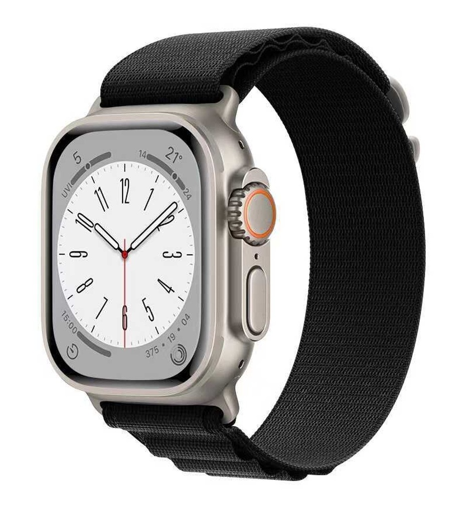 [RNZ-TA81500] Apple Watch 38mm Uyumlu Kordon Alpine Hasır Örgü Zore KRD-74 Kumaş Kayış (Siyah)