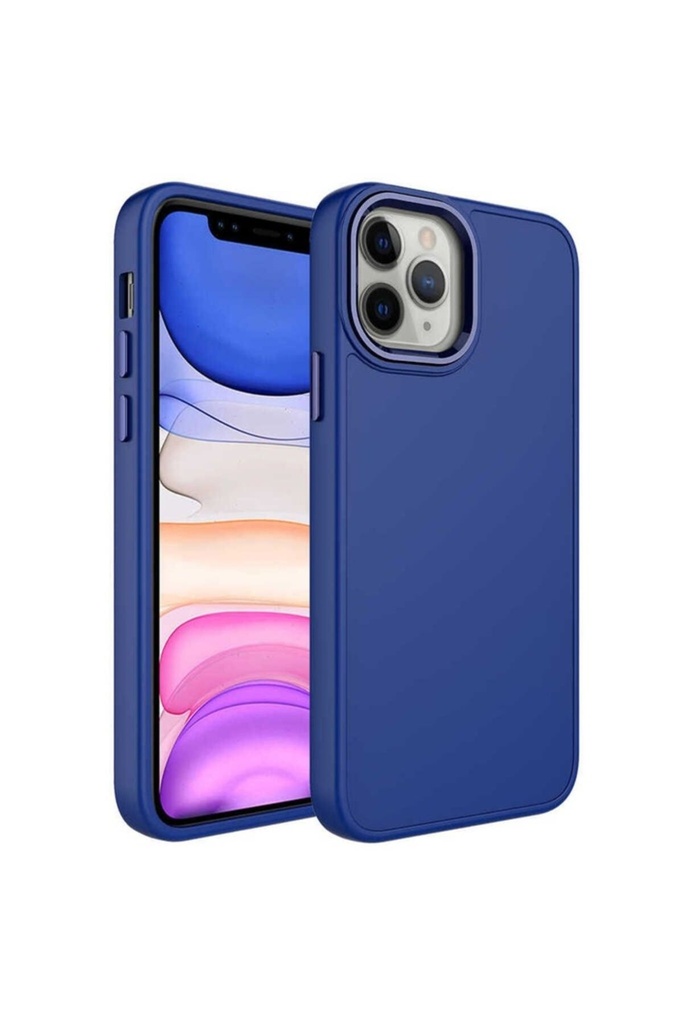 Apple iPhone 12 Pro Max Uyumlu Kılıf Metal Çerçeve ve Buton Tasarımlı Silikon Zore Luna Kapak
