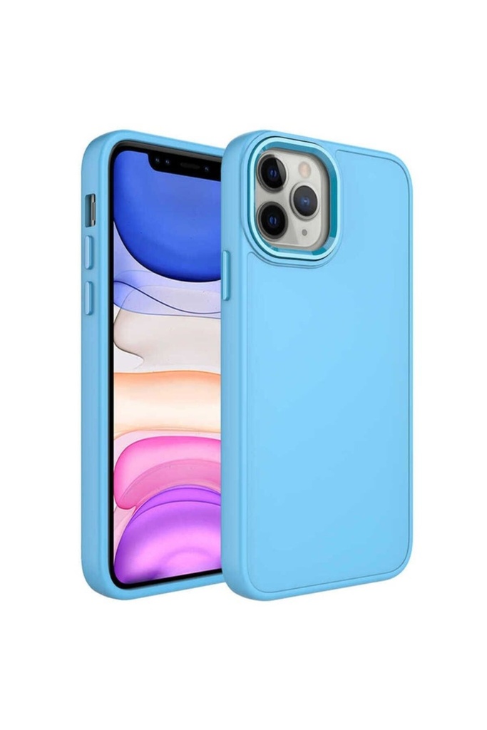 Apple iPhone 12 Pro Max Uyumlu Kılıf Metal Çerçeve ve Buton Tasarımlı Silikon Zore Luna Kapak