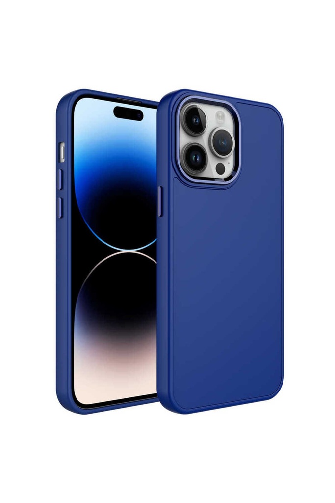 Apple iPhone 13 Pro Uyumlu Kılıf Metal Çerçeve ve Buton Tasarımlı Silikon Zore Luna Kapak